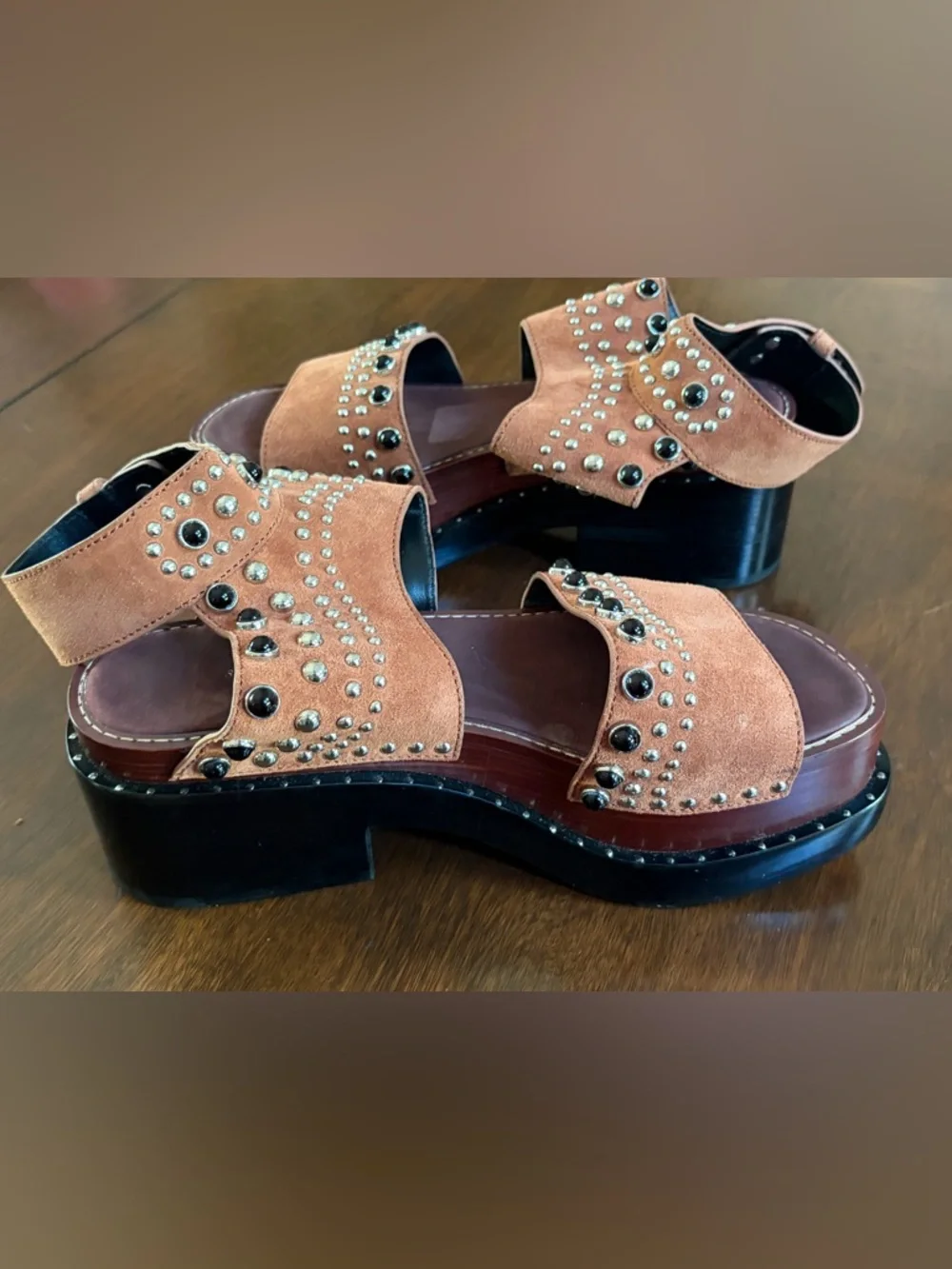 3.1 Phillip Lim Nashville Platform Sandal Suede Leather Studded Chunky Shoes